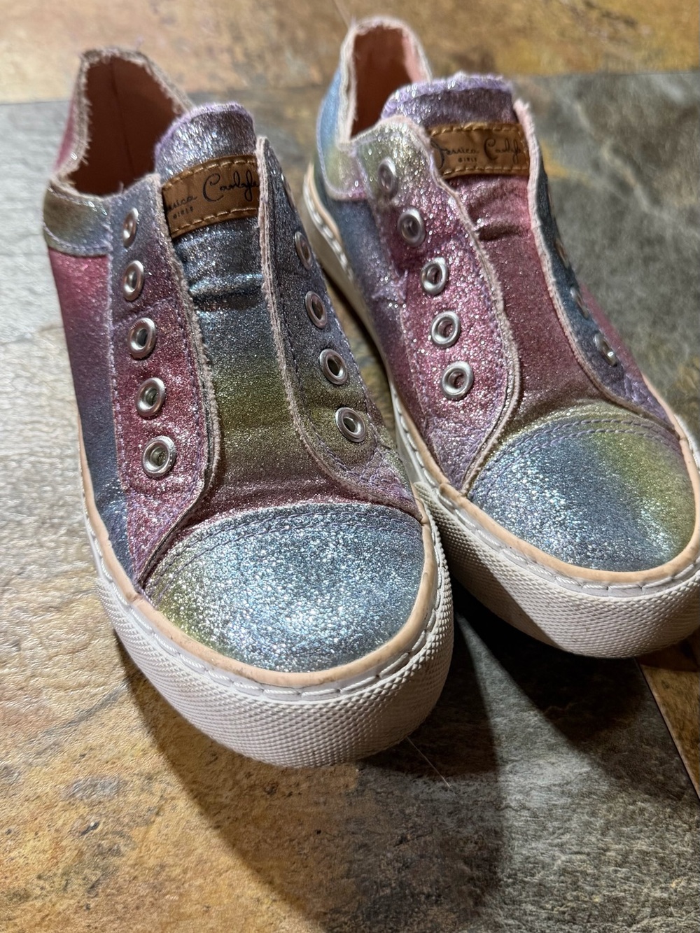 Kids Glitter Slip-On Sneakers - Multicolor